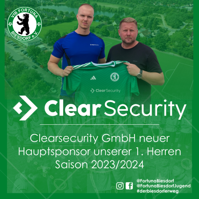 Clearsecurity GmbH neuer Hauptsponsor unserer 1. Herren Saison 2023/2024