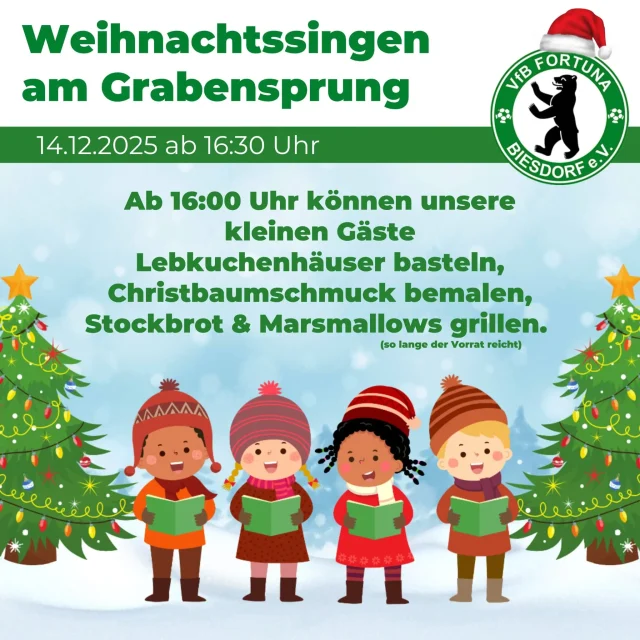 Weihnachtssingen am 14.12.25 ab 16:30 Uhr