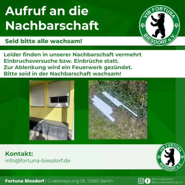 Aufruf zur Wachsamkeit an die Nachbarschaft